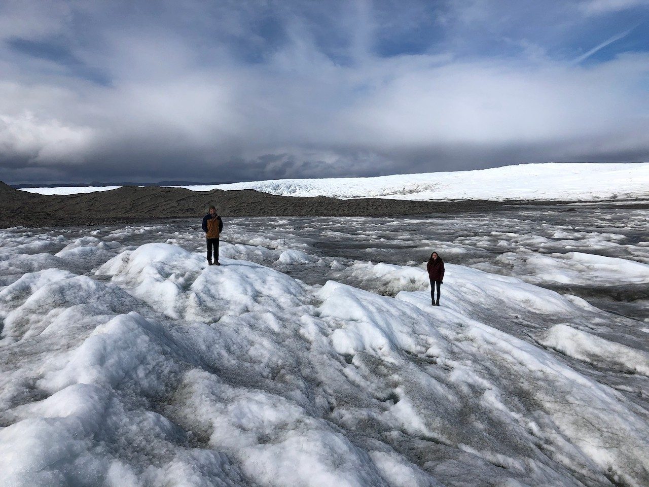 Students on a field trip to the edge of the Greenland inland ice sheet.