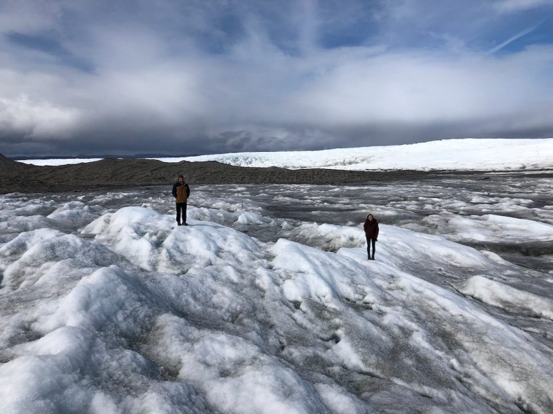 Students on a field trip to the edge of the Greenland inland ice sheet.